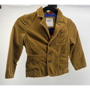 Mini Boden Roald Dahl Corduroy Jacket Brown Sz 4/5 With Red Patches Kids